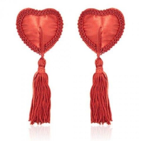 Bielizna-Heart Nipples Tassels RED