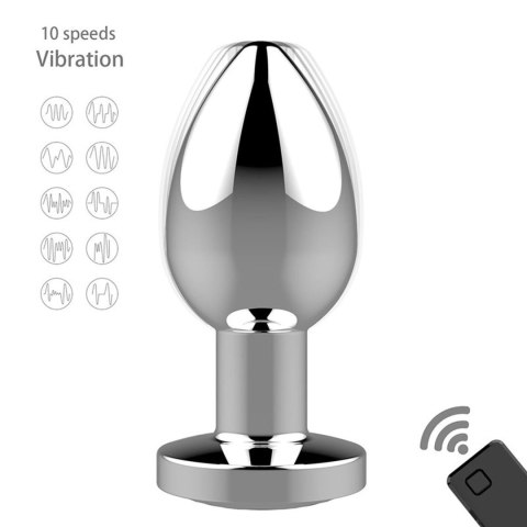 Stymulator-Rechargeable Butt Plug, korek analny Vibrator USB 10 Functions - Silver