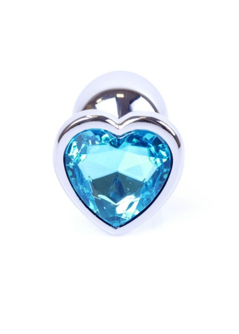 Plug, korek analny-Jewellery Silver Heart plug, korek analny- Light Blue