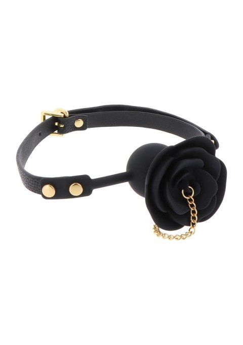 Rose Ball Gag with Plug Black