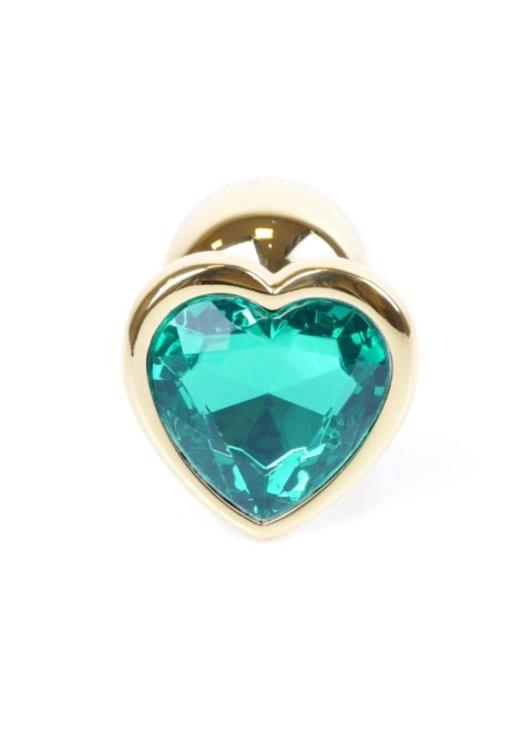 Plug, korek analny-Jewellery Gold Heart plug, korek analny- Green