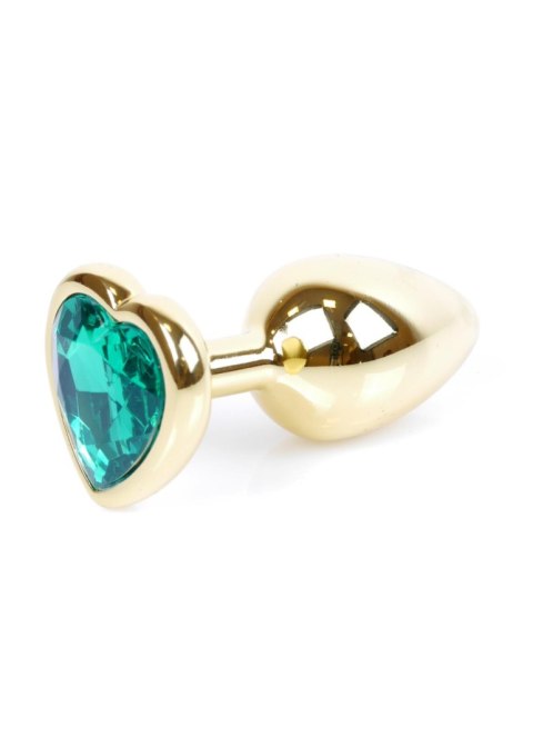 Plug, korek analny-Jewellery Gold Heart plug, korek analny- Green