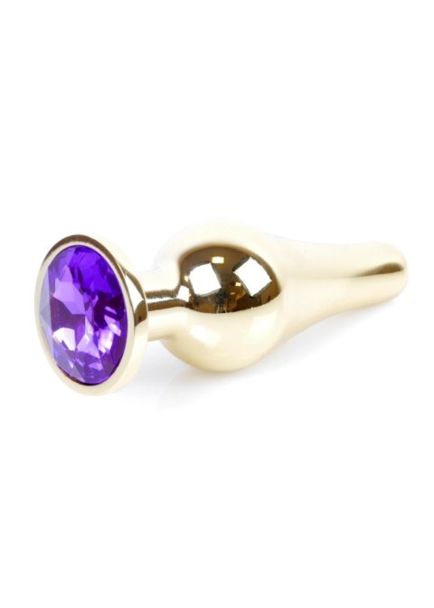 Plug, korek analny-Jewellery Gold BUTT plug, korek analny- Purple