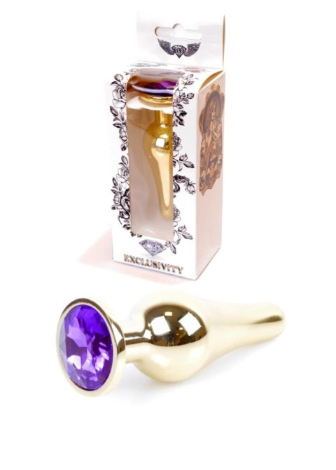 Plug, korek analny-Jewellery Gold BUTT plug, korek analny- Purple