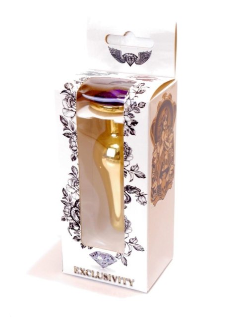 Plug, korek analny-Jewellery Gold BUTT plug, korek analny- Purple