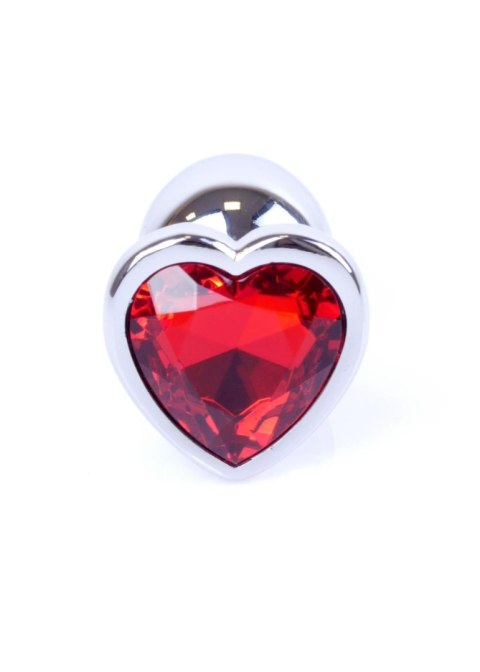 Plug, korek analny-Jewellery Silver Heart plug, korek analny- Red