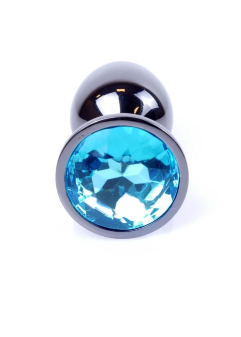 Plug, korek analny-Jewellery Dark Silver plug, korek analny- Light Blue