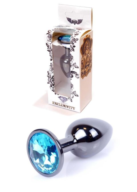 Plug, korek analny-Jewellery Dark Silver plug, korek analny- Light Blue