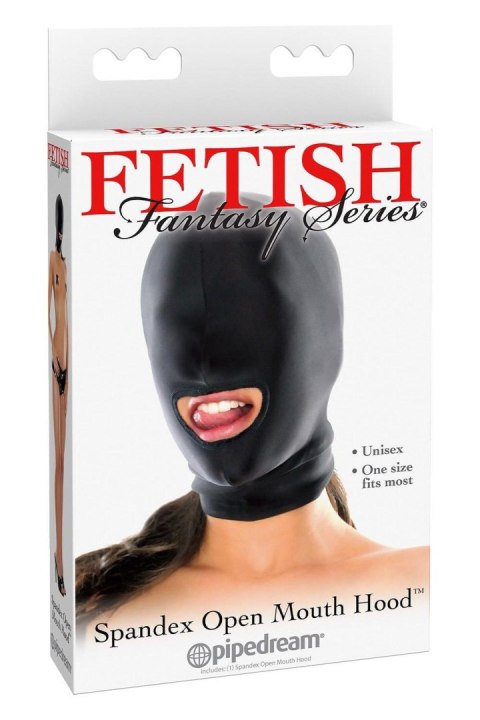 FETISH FANTASY SERIES SPANDEX OPEN MOUTH HOOD BLACK