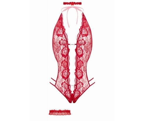 Open crotch Body-Set Renee-Red