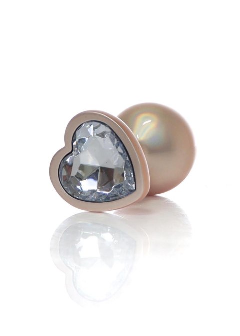 Plug-Jewellery Pearl Gold Heart PLUG- Clear M