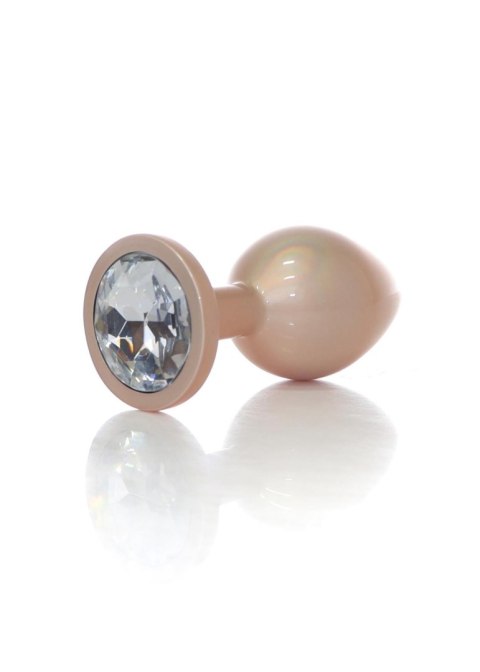 Plug, korek analny-Jewellery Pearl Gold plug, korek analny- Clear M