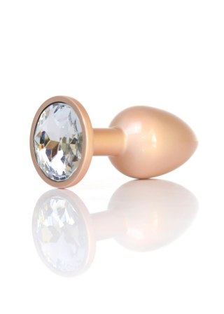 Plug, korek analny-Jewellery Pearl Gold plug, korek analny- Clear S