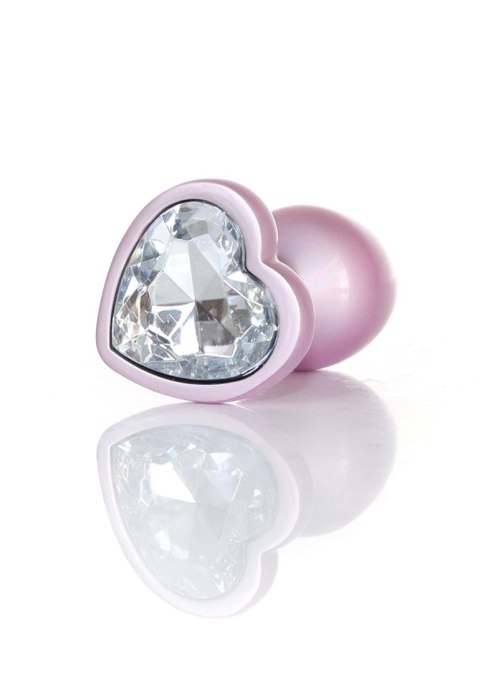 Plug, korek analny-Jewellery Pearl Pink Heart plug, korek analny- Clear S