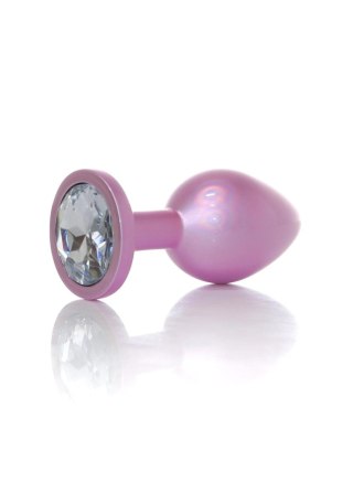 Plug, korek analny-Jewellery Pearl Pink plug, korek analny- Clear M