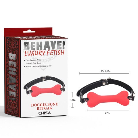 Behave! Doggle Bone Bit Gag-Red