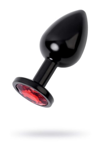 Black anal plug, korek analny TOYFA Metal,with a ruby colored gem