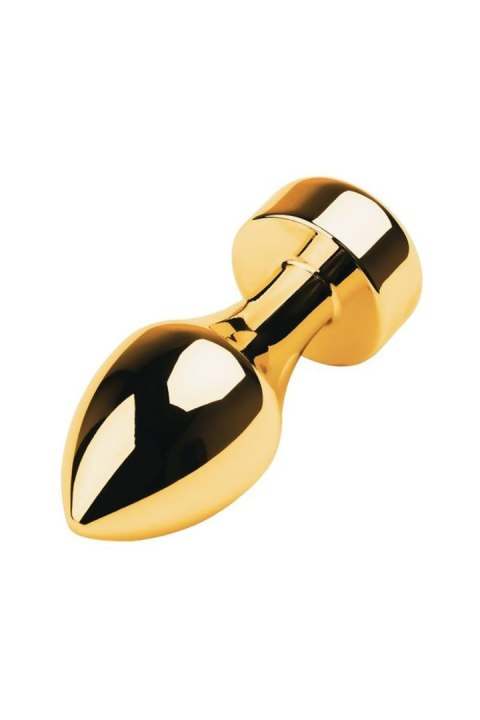 Gold anal plug, korek analny TOYFA Metal with white round-shaped gem , length 7 cm, diameter 2-3,5 cm, weight 140 gr