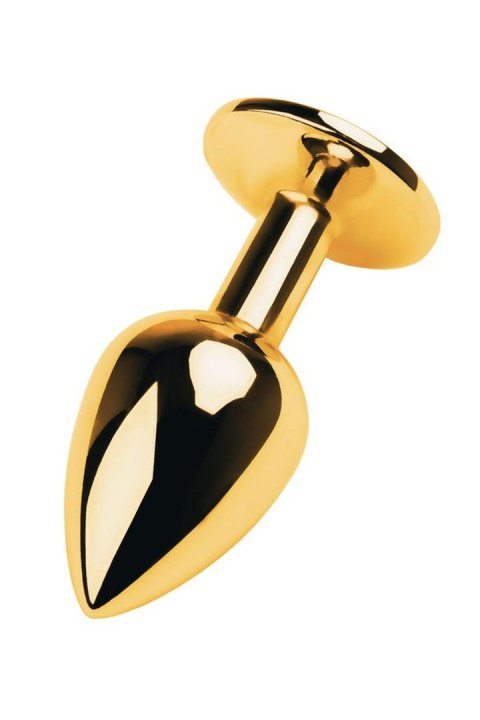 Gold anal plug with gem, red