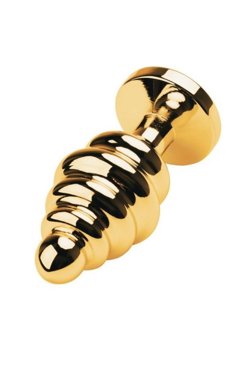 Golden anal plug with black gem