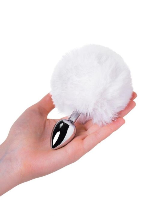 Silver anal plug, korek analny TOYFA Metal with faux fur