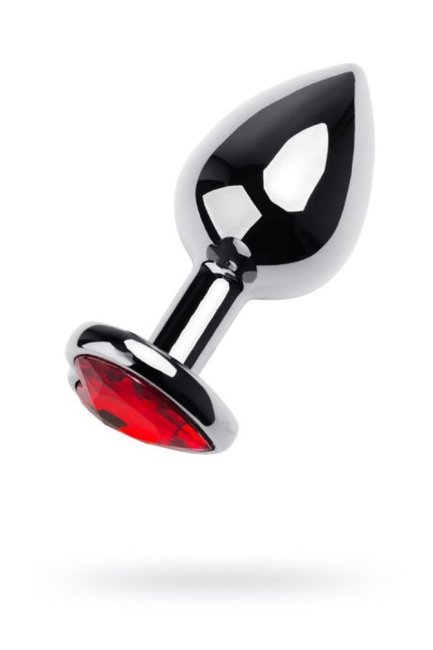 Silver anal plug TOYFA Metal with red heart-shaped gem