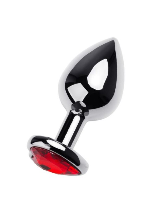 Silver anal plug TOYFA Metal with red heart-shaped gem