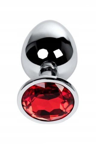 Silver anal plug TOYFA Metal with red round-shaped gem,