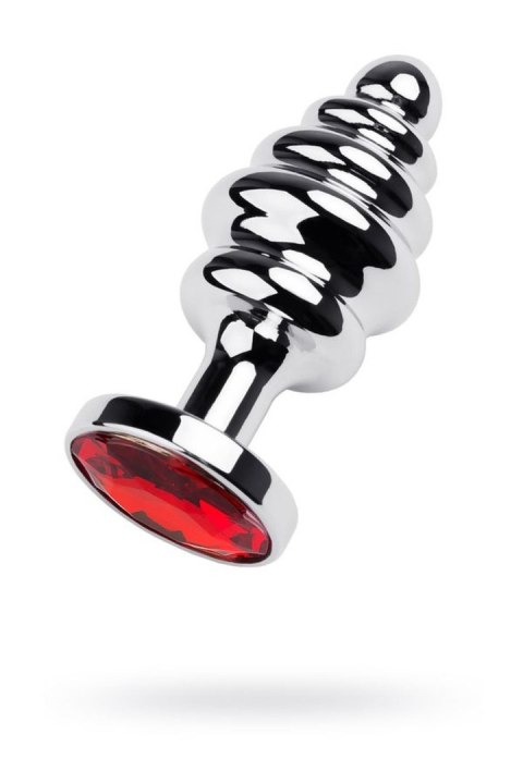 Silver anal plug, korek analny with red gem