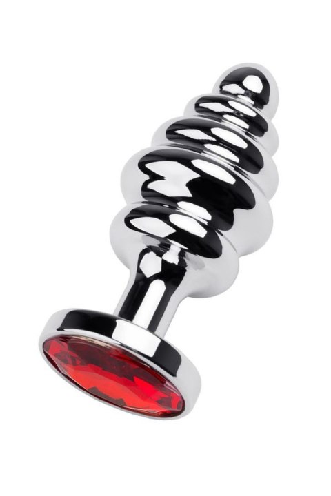 Silver anal plug with red gem