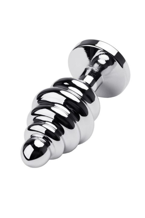 Silver anal plug, korek analny with red gem