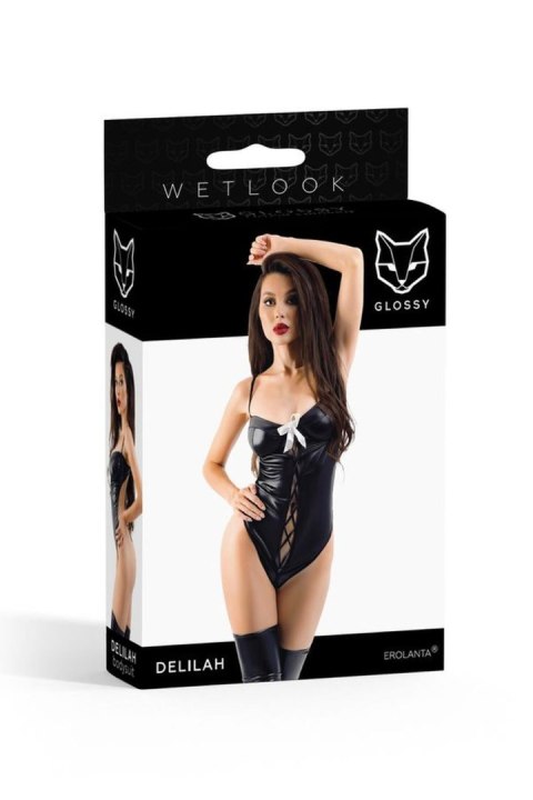 Wetlook bodysuit Delilah - black L