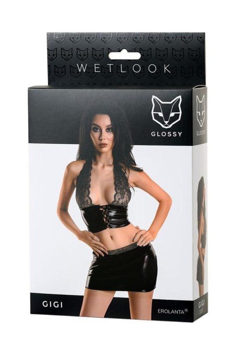 Wetlook shiny set GIGI - black L