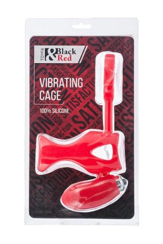 Black & Red, Penis ring with vibration, clitoral stimulation, silicone, red 14.5 cm