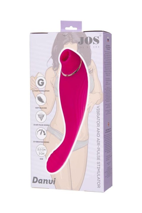 JOS Danvi vibrator with vacuum wave stimulation, silicone, pink, 21.5 cm