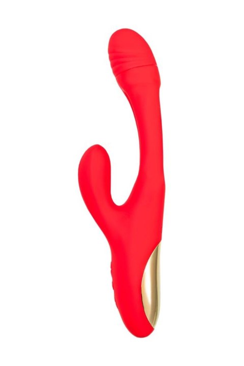 JOS Vibrator with clitoral stimulator Patti with moving tongue, silicone, red, 24 cm