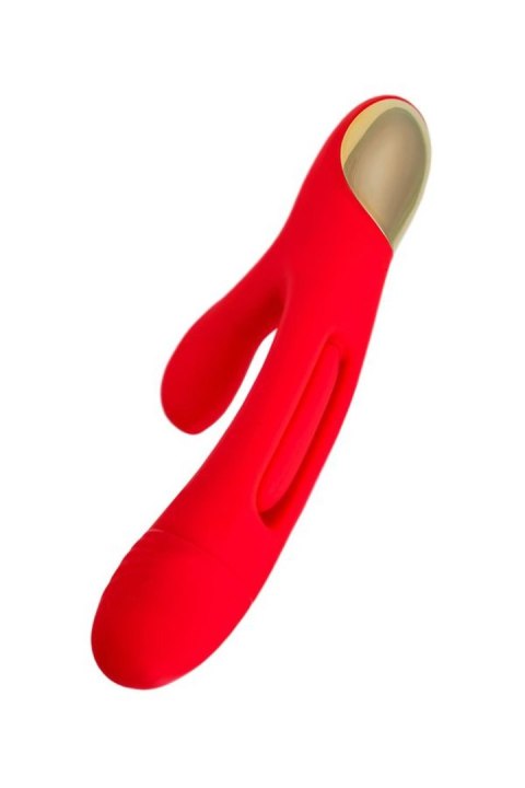 JOS Vibrator with clitoral stimulator Patti with moving tongue, silicone, red, 24 cm