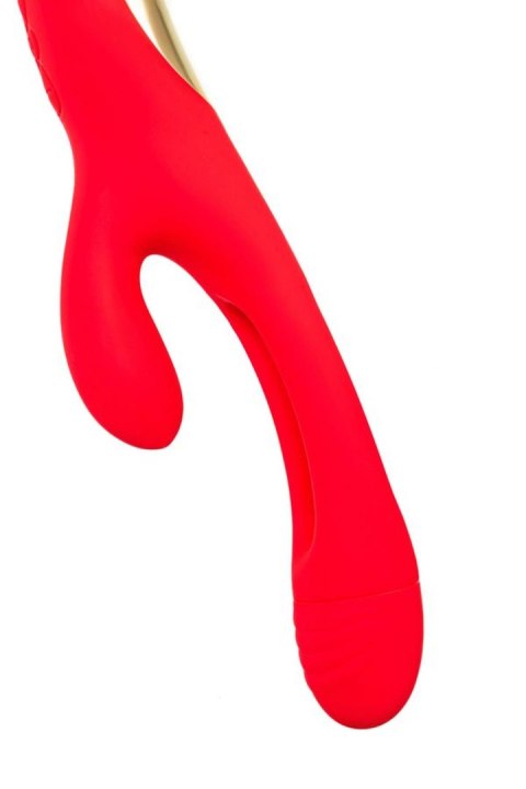 JOS Vibrator with clitoral stimulator Patti with moving tongue, silicone, red, 24 cm