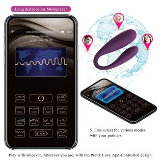 PRETTY LOVE - August, Mobile APP Long-distance Control 12 vibration functions, ABS Silicone, USB rechargeable