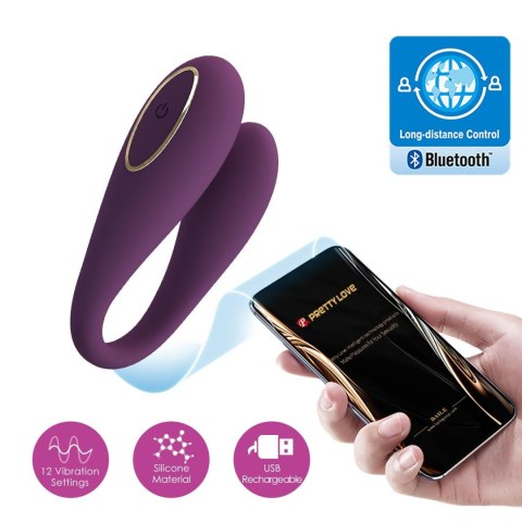 PRETTY LOVE - August, Mobile APP Long-distance Control 12 vibration functions, ABS Silicone, USB rechargeable