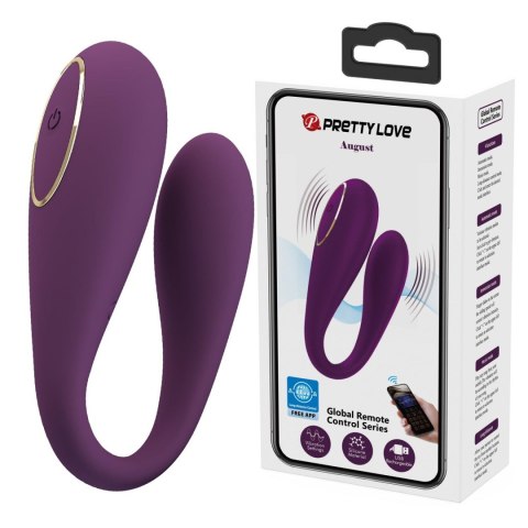 PRETTY LOVE - August, Mobile APP Long-distance Control 12 vibration functions, ABS Silicone, USB rechargeable