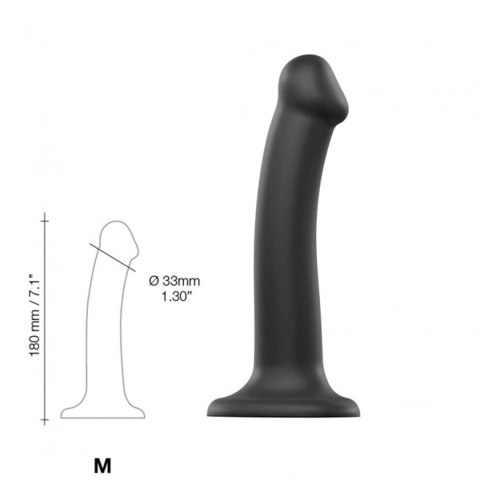 SEMI-REALISTIC DUAL DENSITY BENDABLE DILDO BLACK - M