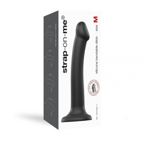 SEMI-REALISTIC DUAL DENSITY BENDABLE DILDO BLACK - M