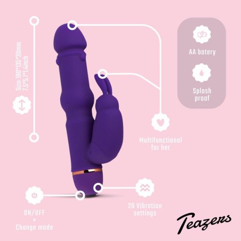 Teazers Silicone Wibrator króliczek, rabbit wibrator - Purple