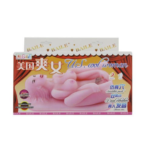 BAILE - Masturbator toy, TPR, double vibrating egg with voice, tighten,shrink 3AAA batteries