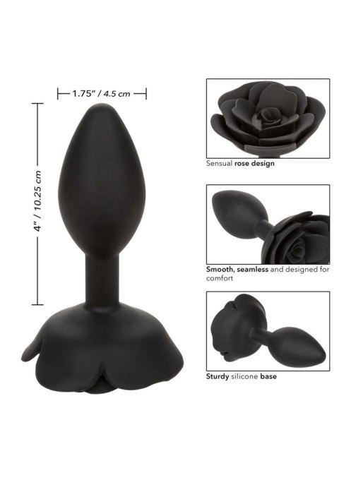 Large Rose Anal Plug Black