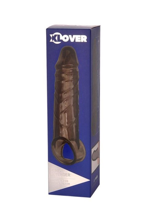 ToyFa XLover, Penis sleeve, for enlargement, TPE, transparent black, 15,5 cm