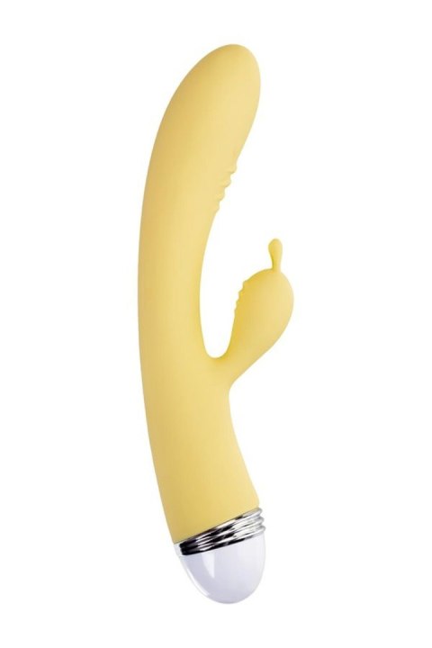 Vibrator with clitoral stimulator Flovetta by Toyfa Aster, silicone, yellow, 22 cm