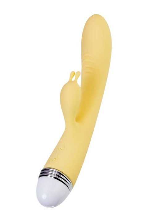 Vibrator with clitoral stimulator Flovetta by Toyfa Aster, silicone, yellow, 22 cm