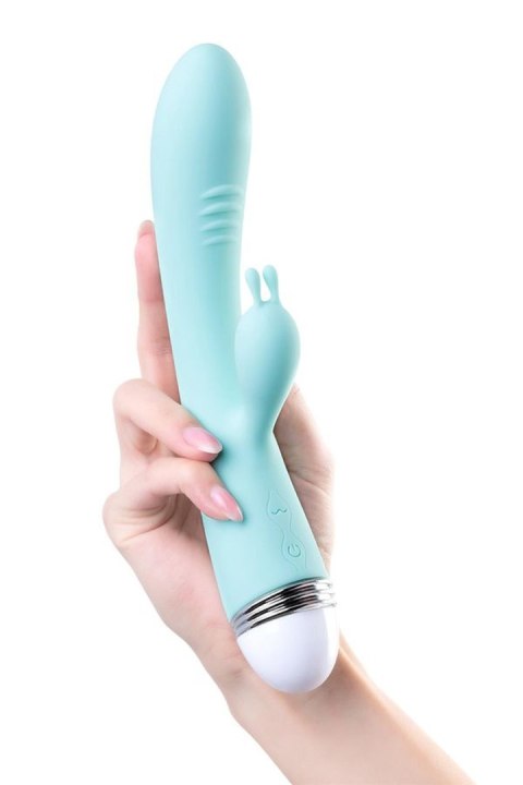 Vibrator with clitoral stimulator Flovetta by Toyfa Iris, silicone, mint, 22 cm